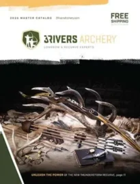 3Rivers Archery: A traditional longbow and wood arrows with natural feather fletching resting on a leather quiver.