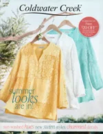 Coldwater Creek Catalog: Woman wearing a nature-inspired embroidered tunic and comfortable denim from a lifestyle clothing catalog.