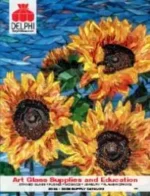 Delphi Glass Catalog: A wide variety of stained glass sheets and tools available in a glass art catalog.